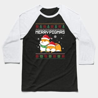 Merry Pigmas Funny Guinea Pig Lover  Christmas Baseball T-Shirt